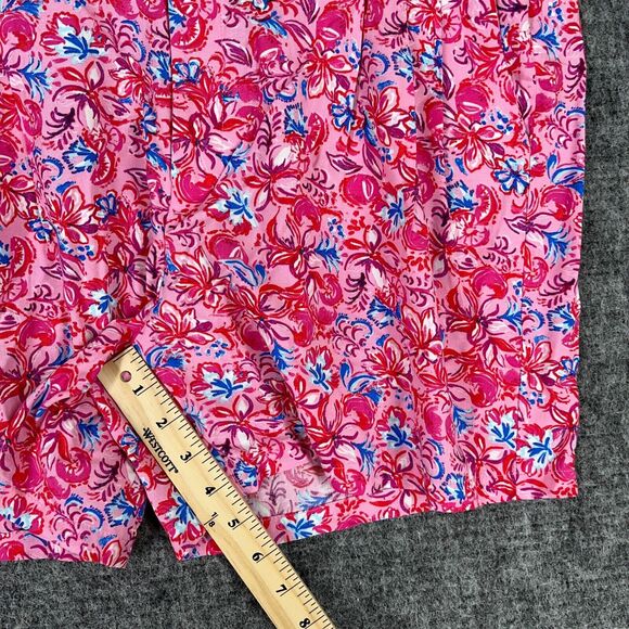 Stella Parker Shorts Womens Large Pink Rayon Floral Button High Waist Chino Boho - Picture 7 of 11